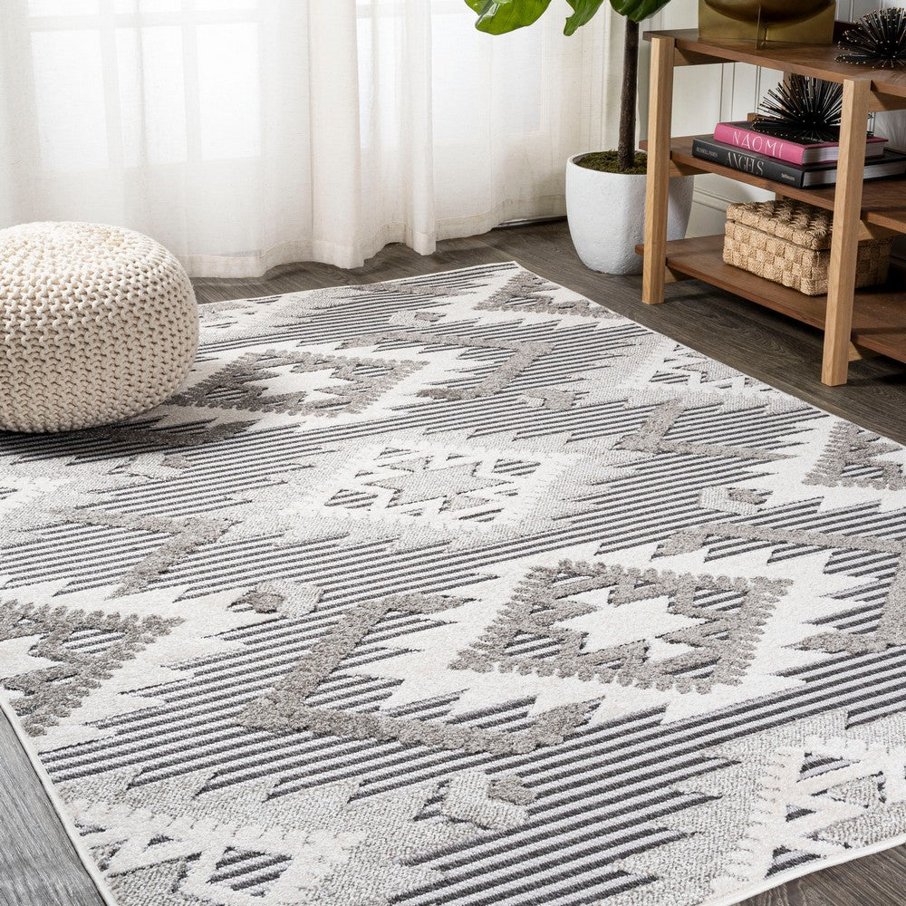 Sabugal Sumak High-Low Pile Neutral Indoor/Outdoor Area Rug