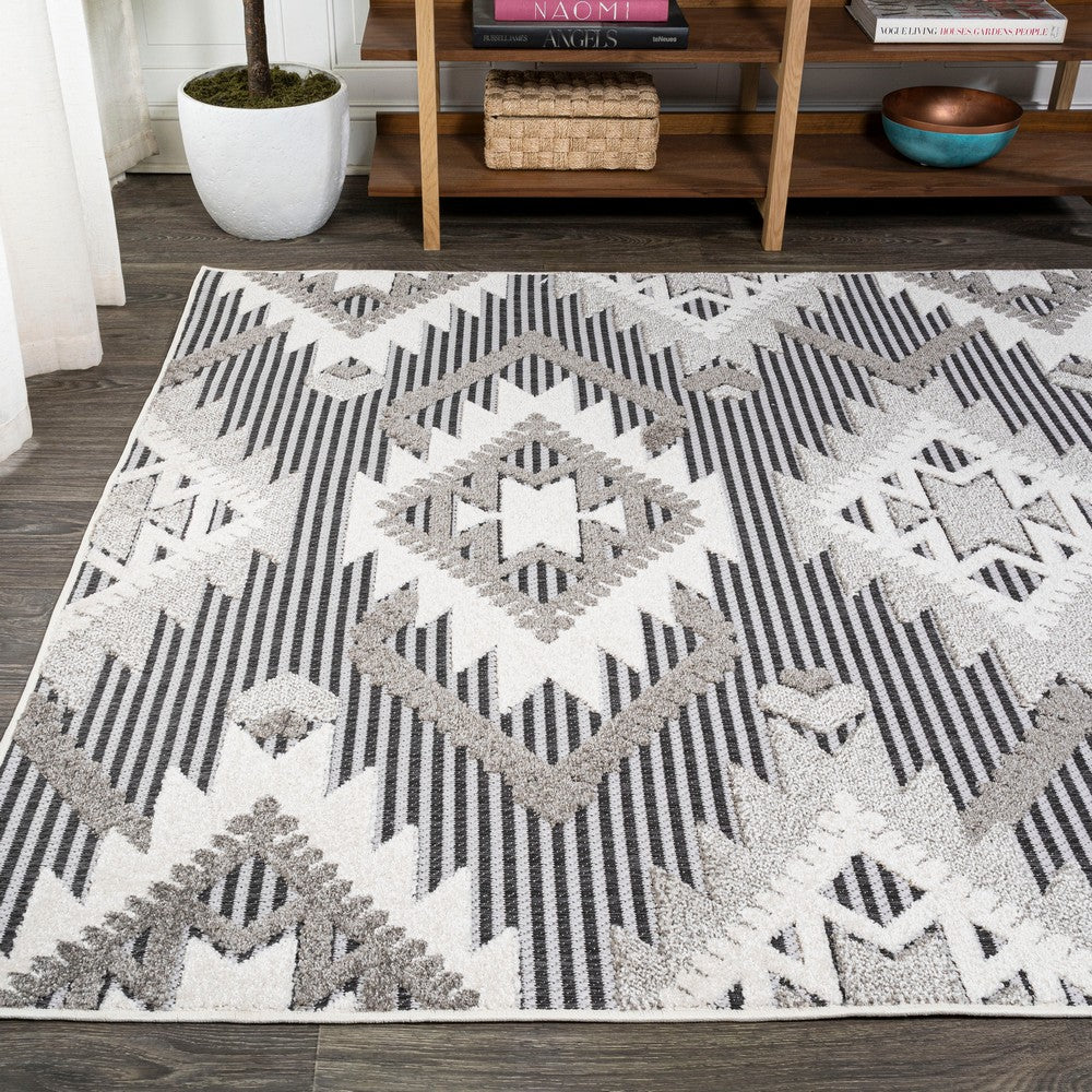 Sabugal Sumak High-Low Pile Neutral Indoor/Outdoor Area Rug