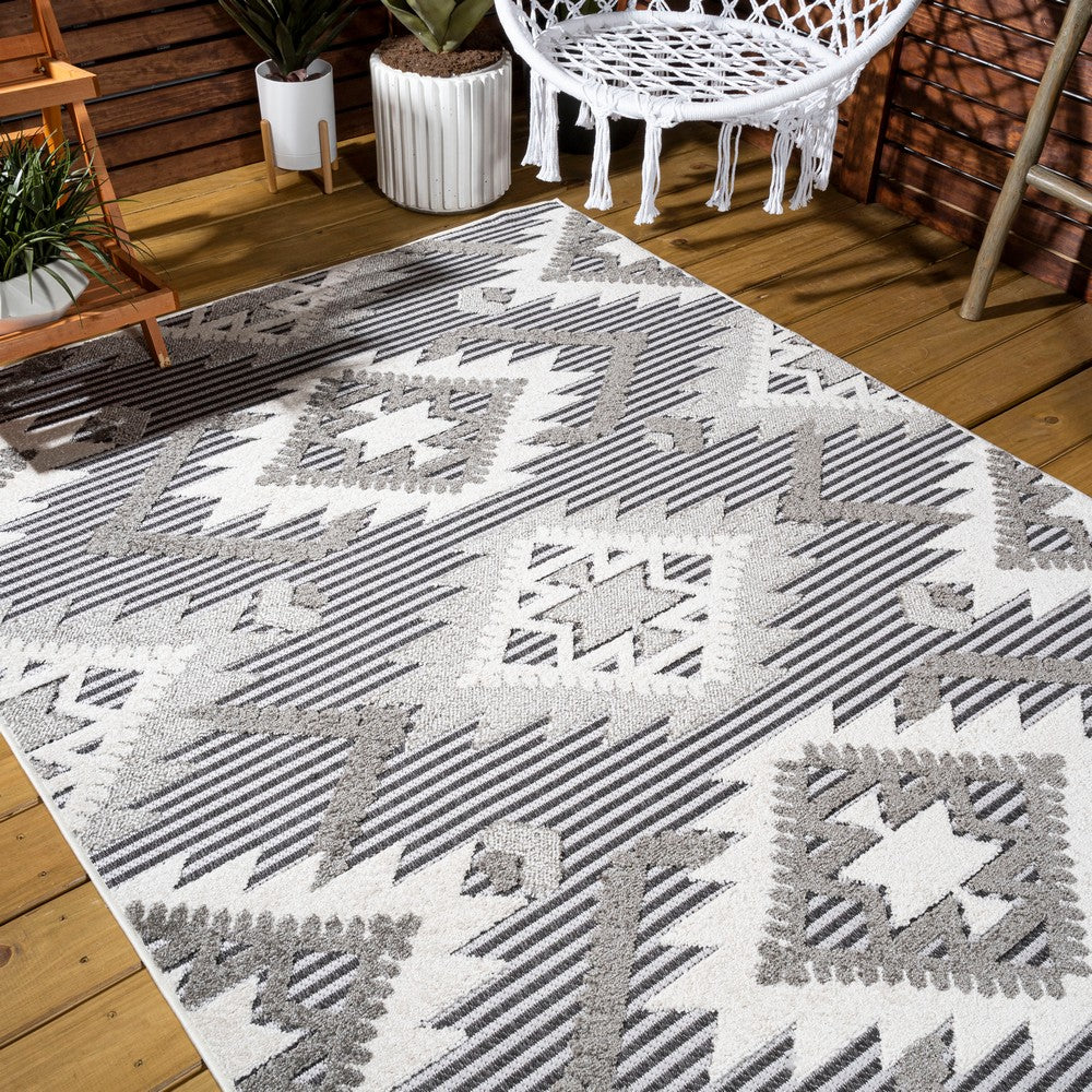 Sabugal Sumak High-Low Pile Neutral Indoor/Outdoor Area Rug