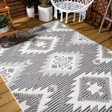 Sabugal Sumak High-Low Pile Neutral Indoor/Outdoor Area Rug