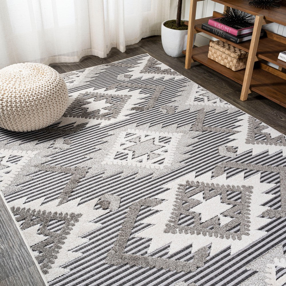 Sabugal Sumak High-Low Pile Neutral Indoor/Outdoor Area Rug