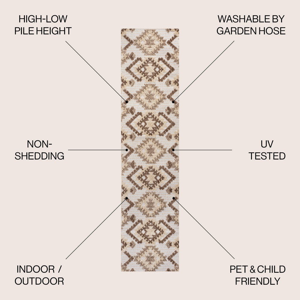 Sabugal Sumak High-Low Pile Neutral Indoor/Outdoor Area Rug
