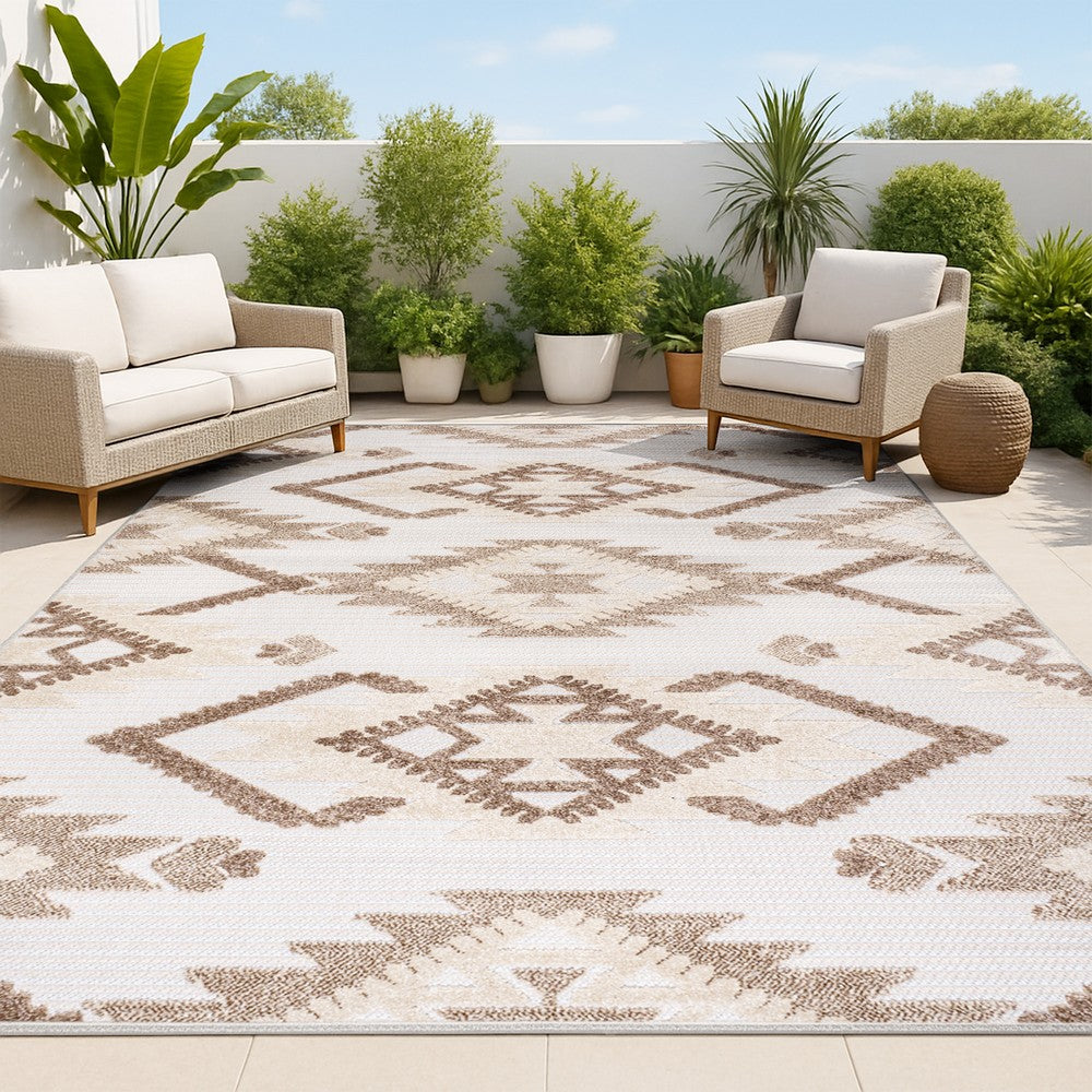 Sabugal Sumak High-Low Pile Neutral Indoor/Outdoor Area Rug