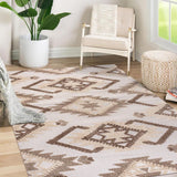 Sabugal Sumak High-Low Pile Neutral Indoor/Outdoor Area Rug