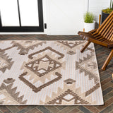 Sabugal Sumak High-Low Pile Neutral Indoor/Outdoor Area Rug