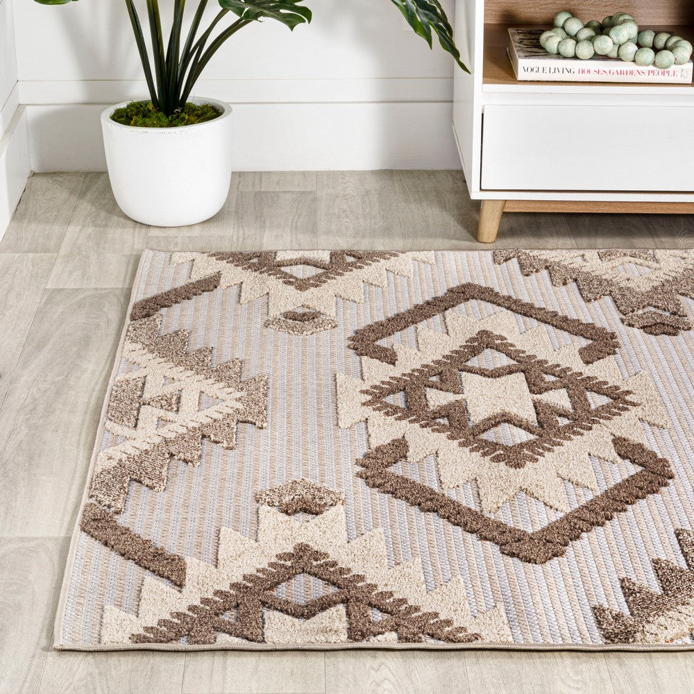 Sabugal Sumak High-Low Pile Neutral Indoor/Outdoor Area Rug