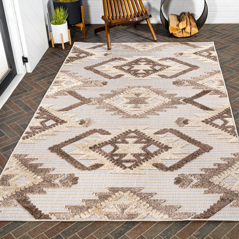 Sabugal Sumak High-Low Pile Neutral Indoor/Outdoor Area Rug