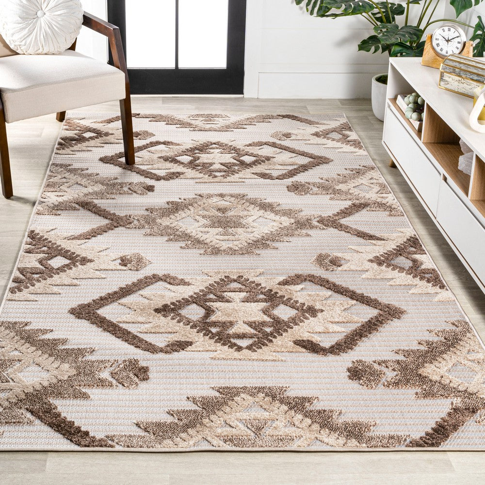 Sabugal Sumak High-Low Pile Neutral Indoor/Outdoor Area Rug