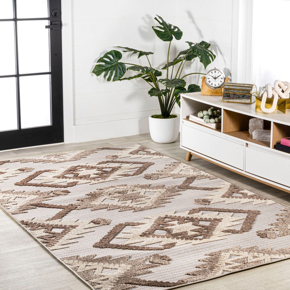Sabugal Sumak High-Low Pile Neutral Indoor/Outdoor Area Rug