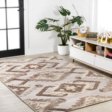 Sabugal Sumak High-Low Pile Neutral Indoor/Outdoor Area Rug