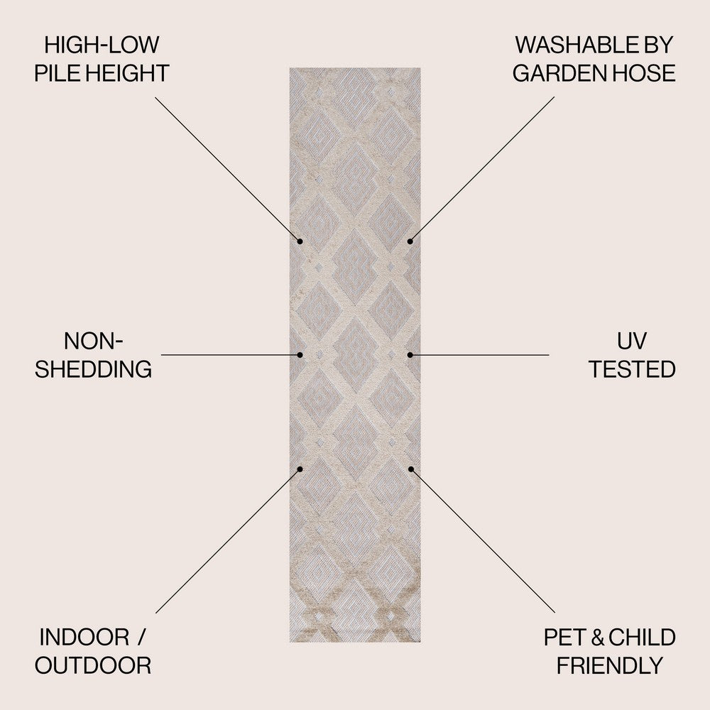 Porto Duwun High-Low Pile Ogee Indoor/Outdoor Area Rug