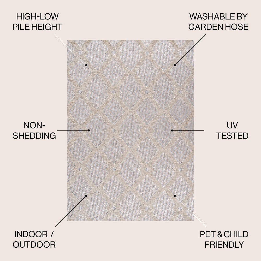 Porto Duwun High-Low Pile Ogee Indoor/Outdoor Area Rug