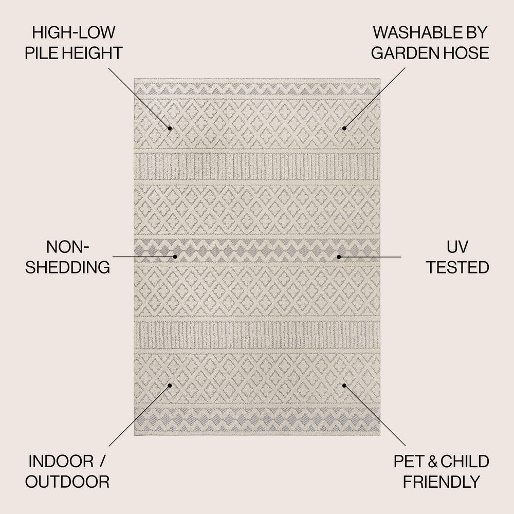 chevron High-Low Modern Trellis Geometric Indoor/Outdoor Area Rug