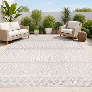 chevron High-Low Modern Trellis Geometric Indoor/Outdoor Area Rug