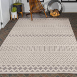 chevron High-Low Modern Trellis Geometric Indoor/Outdoor Area Rug