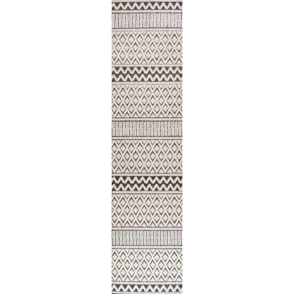 chevron High-Low Modern Trellis Geometric Indoor/Outdoor Area Rug