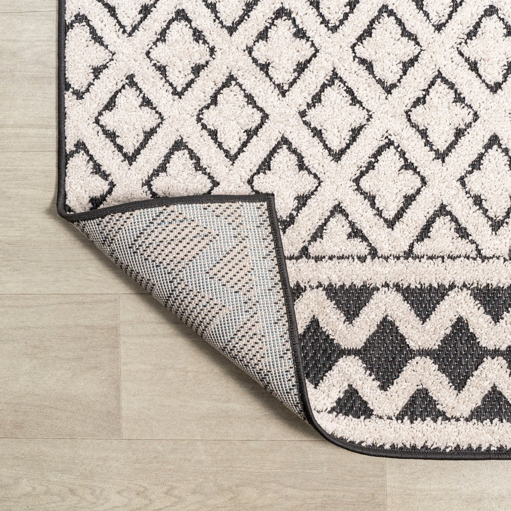 chevron High-Low Modern Trellis Geometric Indoor/Outdoor Area Rug
