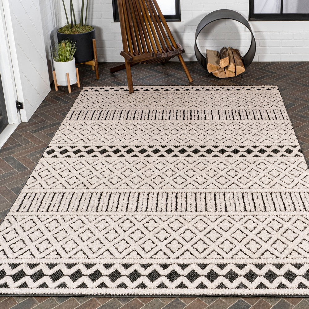 chevron High-Low Modern Trellis Geometric Indoor/Outdoor Area Rug