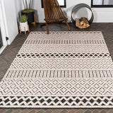 chevron High-Low Modern Trellis Geometric Indoor/Outdoor Area Rug