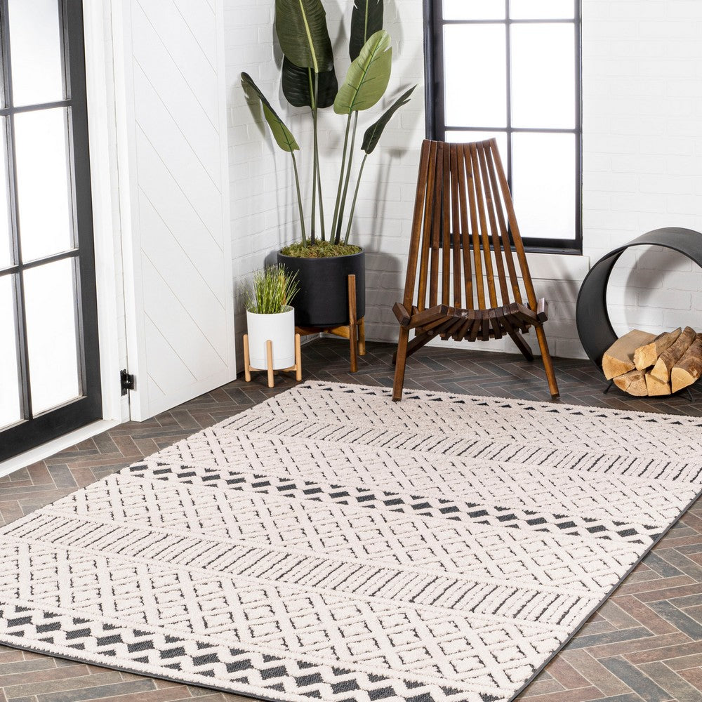 chevron High-Low Modern Trellis Geometric Indoor/Outdoor Area Rug