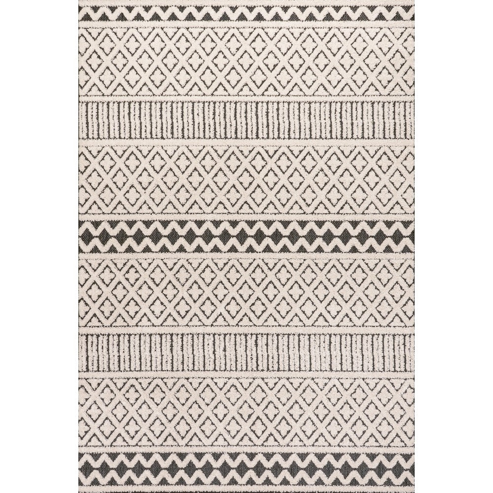 chevron High-Low Modern Trellis Geometric Indoor/Outdoor Area Rug