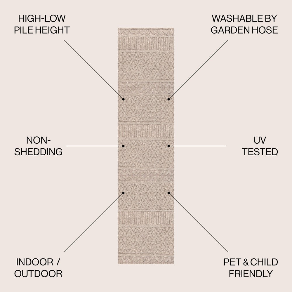 chevron High-Low Modern Trellis Geometric Indoor/Outdoor Area Rug