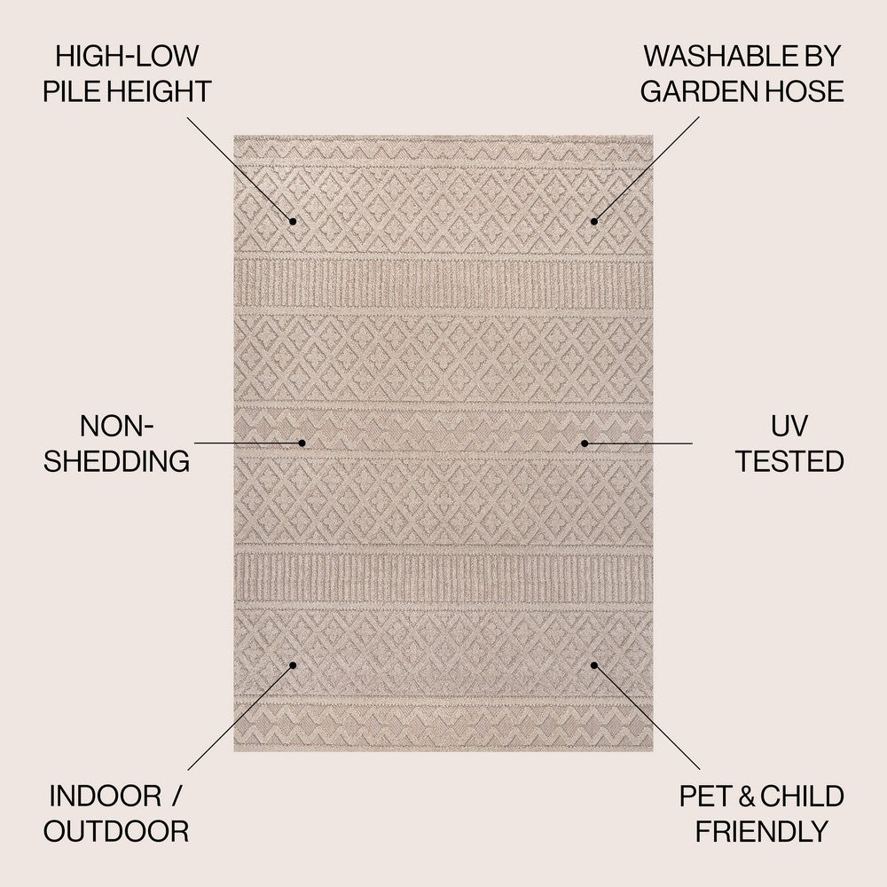 chevron High-Low Modern Trellis Geometric Indoor/Outdoor Area Rug