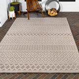 chevron High-Low Modern Trellis Geometric Indoor/Outdoor Area Rug