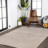 chevron High-Low Modern Trellis Geometric Indoor/Outdoor Area Rug