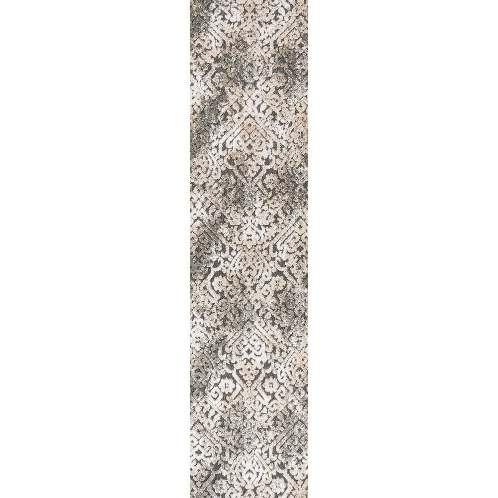Tannisby High-Low Shabby Damask Indoor/Outdoor Area Rug