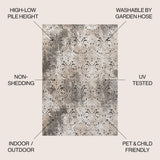 Tannisby High-Low Shabby Damask Indoor/Outdoor Area Rug