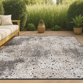 Tannisby High-Low Shabby Damask Indoor/Outdoor Area Rug