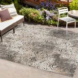 Tannisby High-Low Shabby Damask Indoor/Outdoor Area Rug