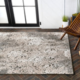 Tannisby High-Low Shabby Damask Indoor/Outdoor Area Rug