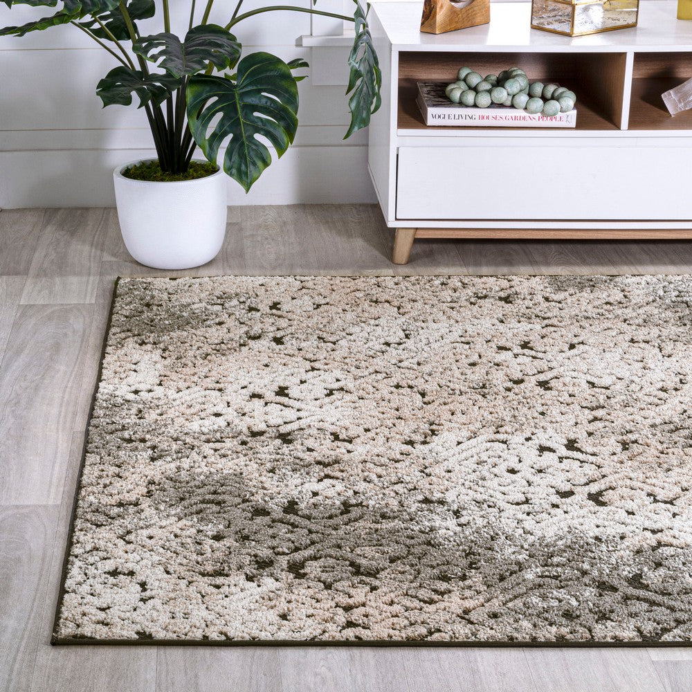 Tannisby High-Low Shabby Damask Indoor/Outdoor Area Rug