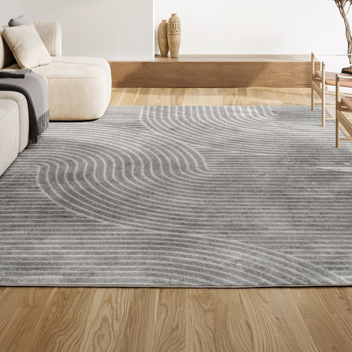 Ewe Minimalist Curve Geometric Indoor/Outdoor Rug