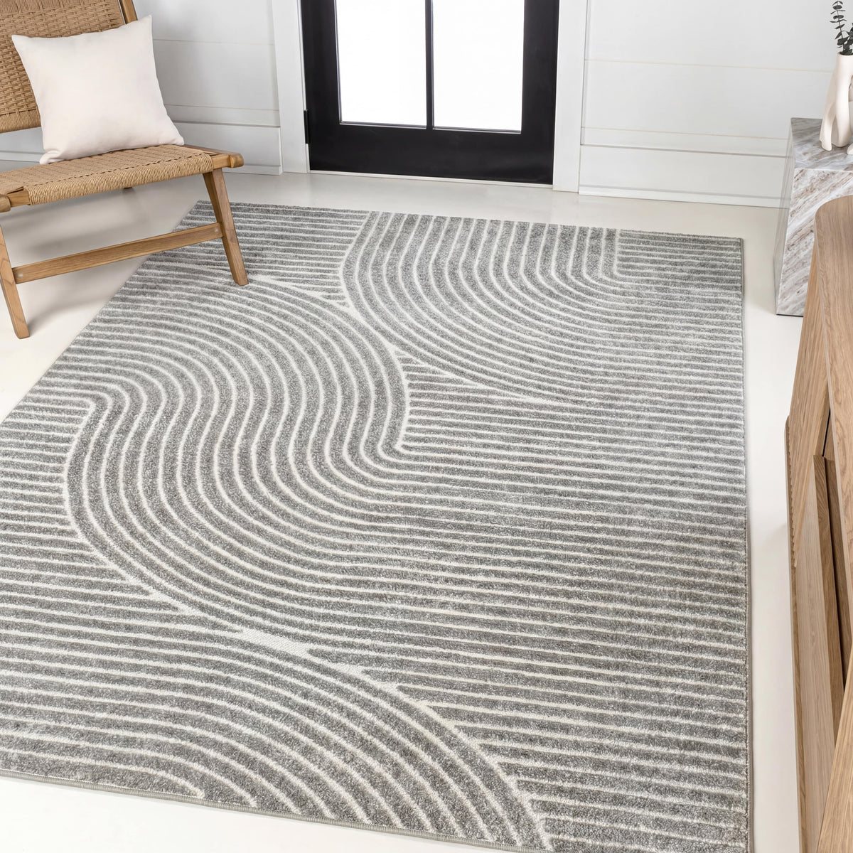 Ewe Minimalist Curve Geometric Indoor/Outdoor Rug