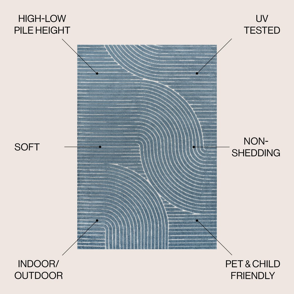 Ewe Minimalist Curve Geometric Indoor/Outdoor Rug