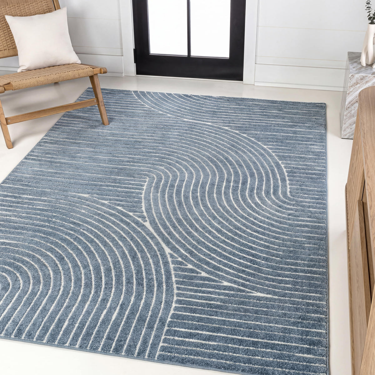 Ewe Minimalist Curve Geometric Indoor/Outdoor Rug