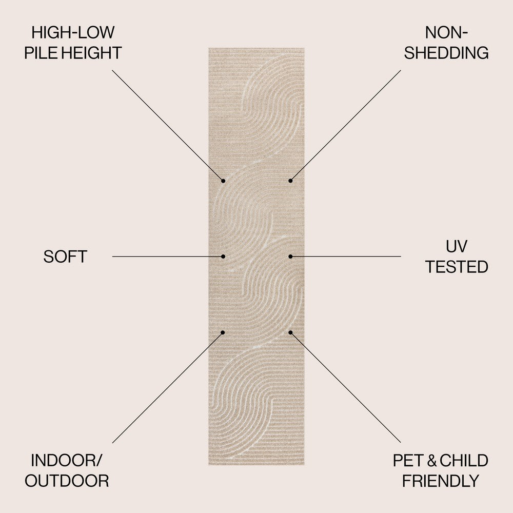 Ewe Minimalist Curve Geometric Indoor/Outdoor Rug