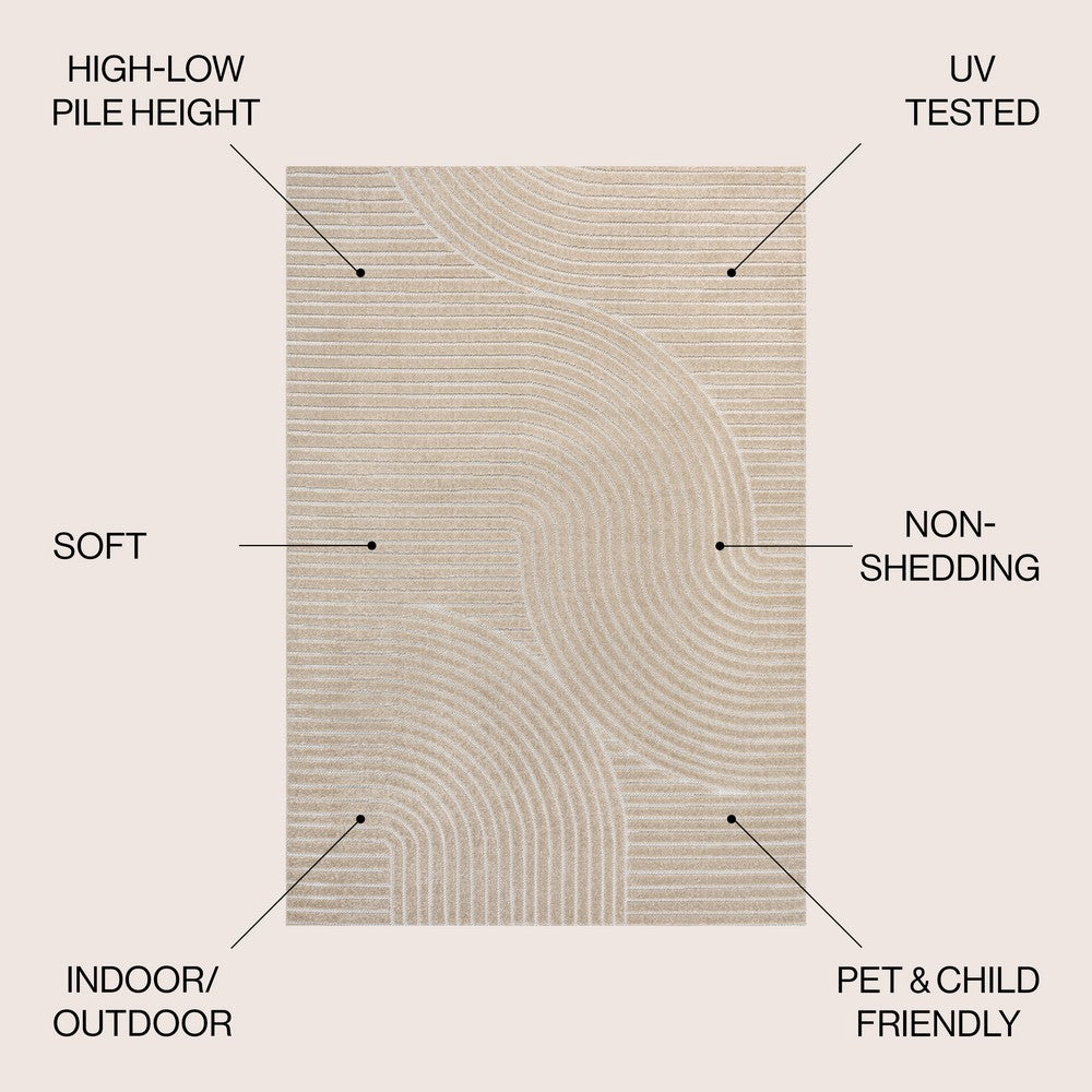 Ewe Minimalist Curve Geometric Indoor/Outdoor Rug