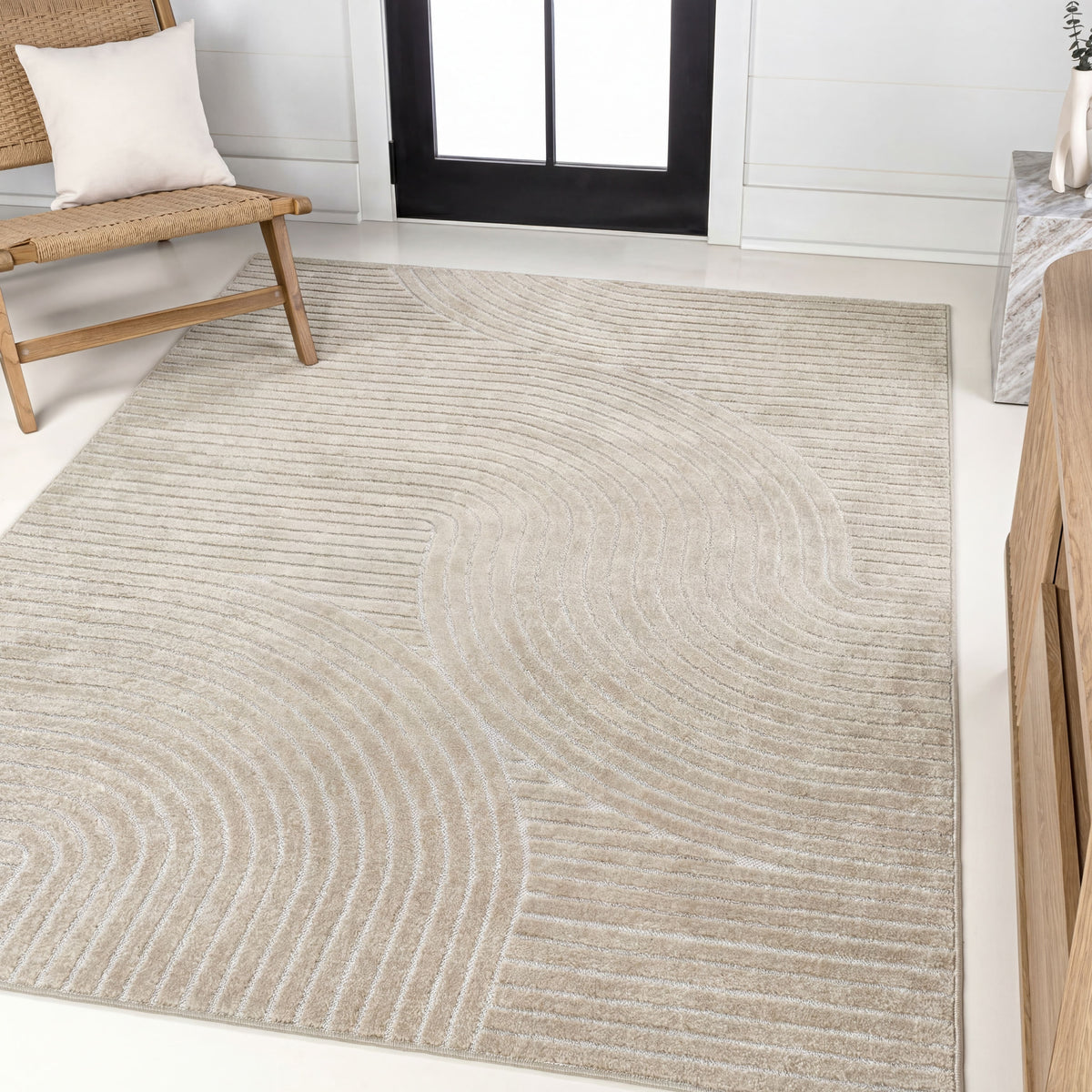 Ewe Minimalist Curve Geometric Indoor/Outdoor Rug
