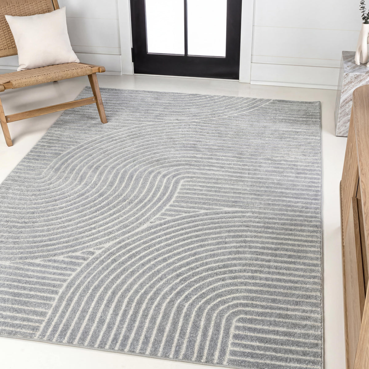 Ewe Minimalist Curve Geometric Indoor/Outdoor Rug