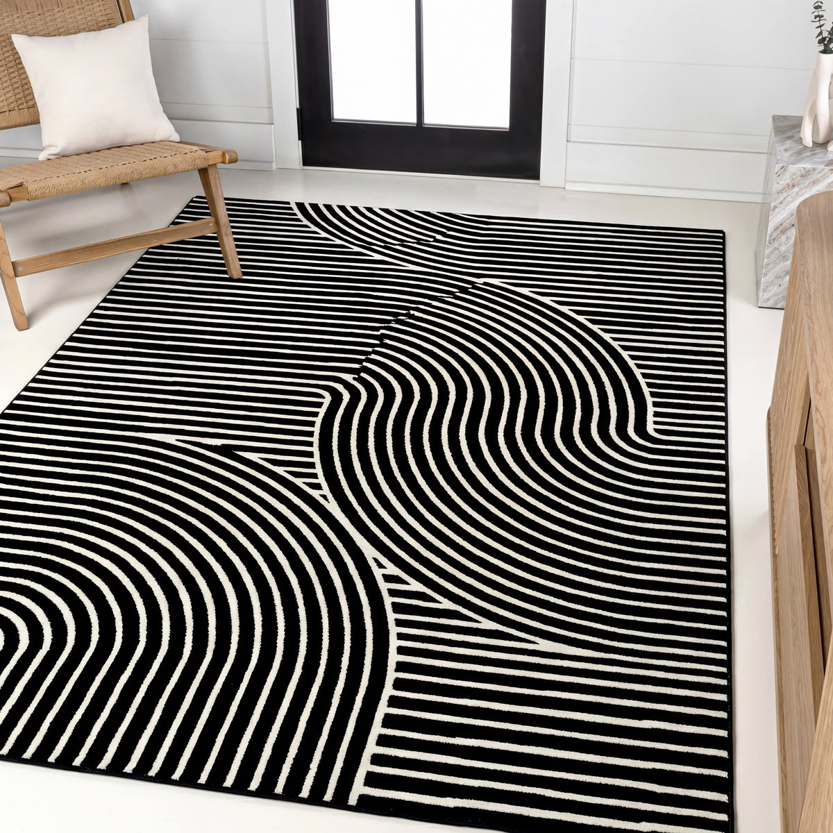 Ewe Minimalist Curve Geometric Indoor/Outdoor Rug