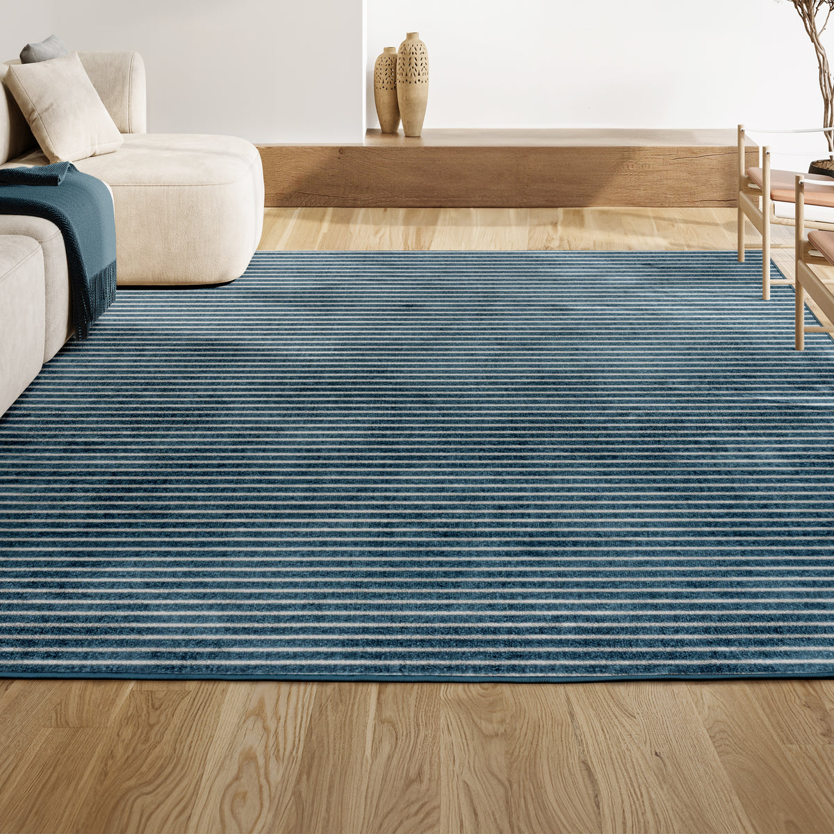 Fedir Minimalist Scandi Striped Indoor/Outdoor Area Rug