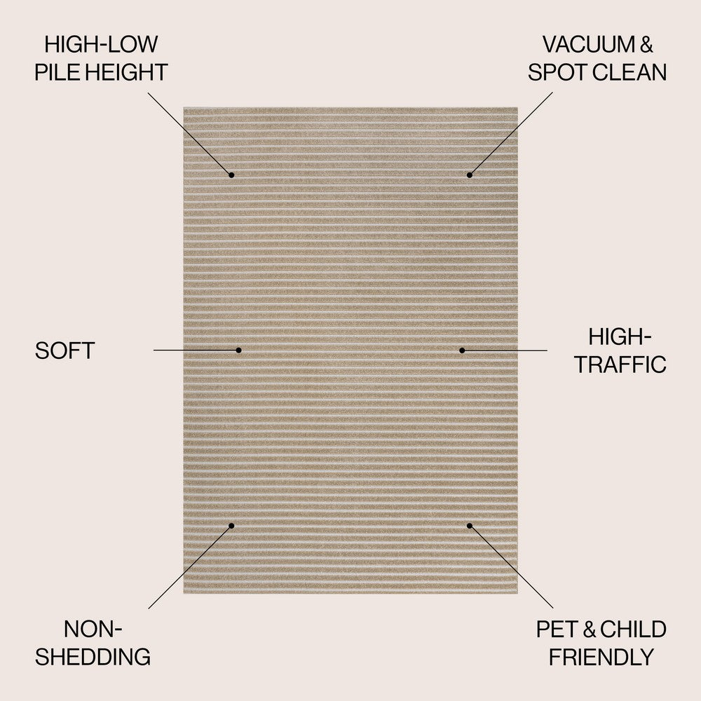 Fedir Minimalist Scandi Striped Indoor/Outdoor Area Rug