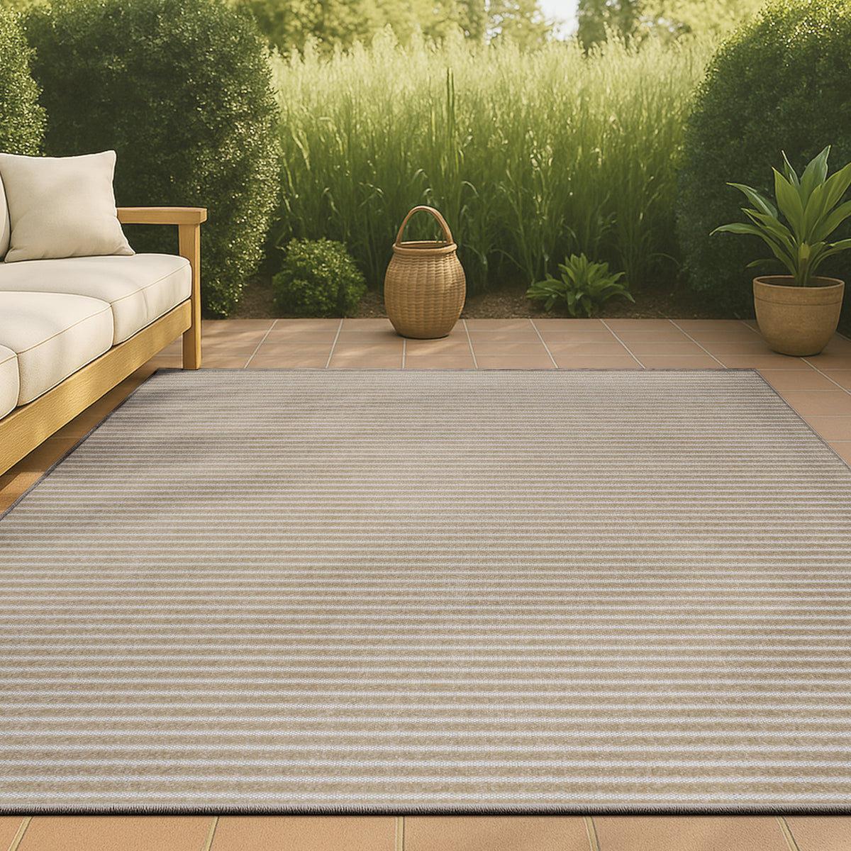 Fedir Minimalist Scandi Striped Indoor/Outdoor Area Rug