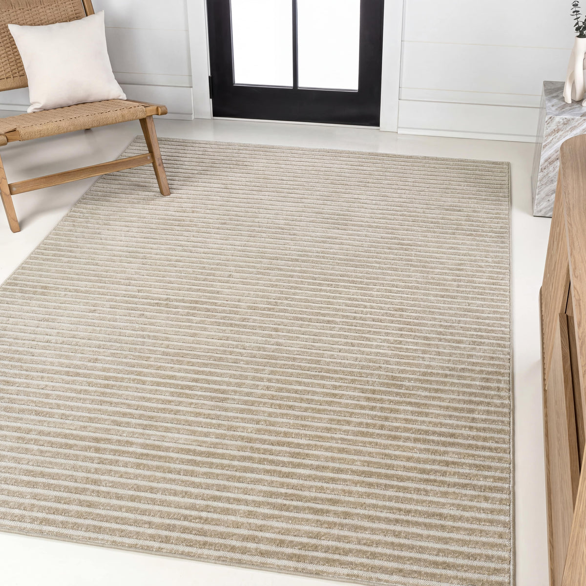 Fedir Minimalist Scandi Striped Indoor/Outdoor Area Rug