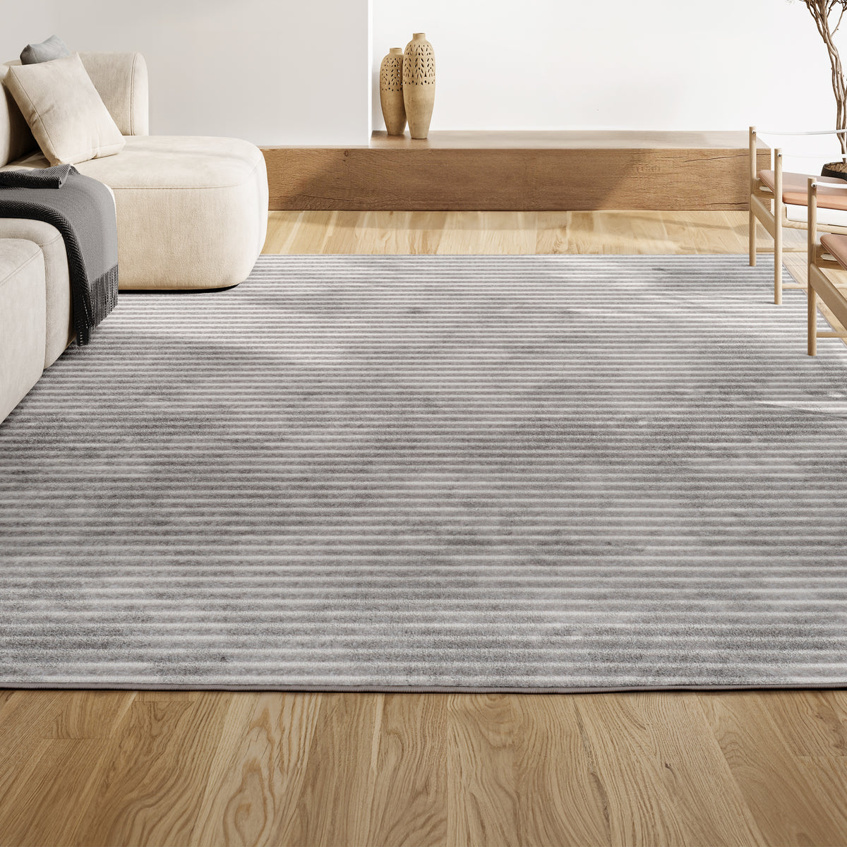 Fedir Minimalist Scandi Striped Indoor/Outdoor Area Rug