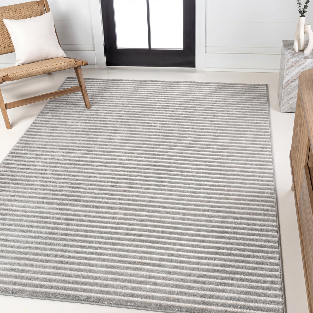 Fedir Minimalist Scandi Striped Indoor/Outdoor Area Rug